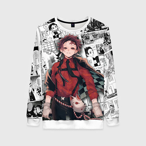 Женский свитшот Танджиро Камадо на манге / 3D-Белый – фото 1