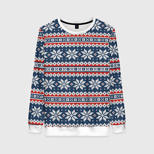 Женский свитшот Knitted Christmas Pattern / 3D-Белый – фото 1