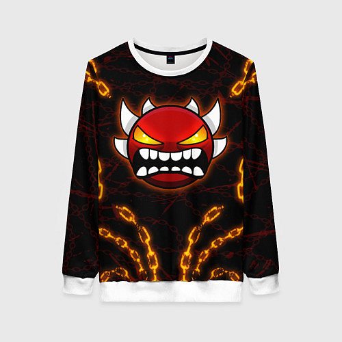 Женский свитшот Geometry Dash: Fire Chains / 3D-Белый – фото 1