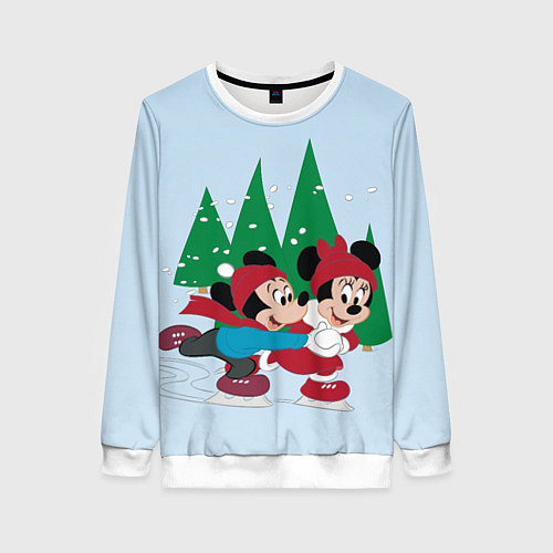 Женский свитшот Mickey and Minnie skating / 3D-Белый – фото 1