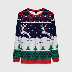 Свитшот женский СВИТЕР С ОЛЕНЯМИ DEER SWEATER, цвет: 3D-красный