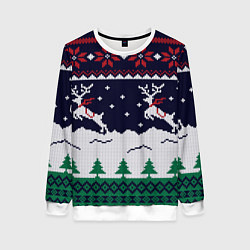 Свитшот женский СВИТЕР С ОЛЕНЯМИ DEER SWEATER, цвет: 3D-белый