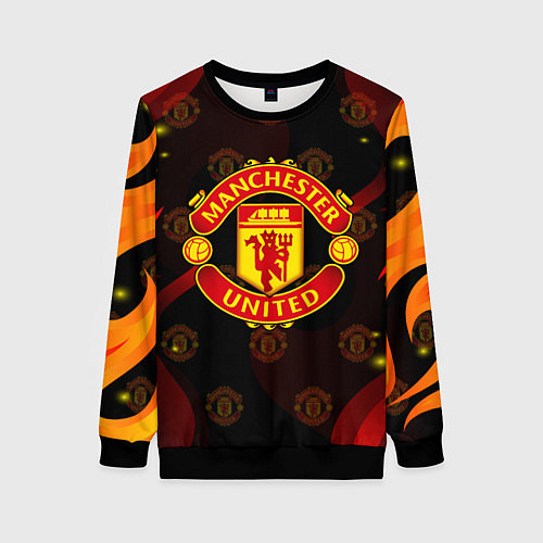 Женский свитшот MANCHESTER UNITED FIRE STYLE SPORT ПЛАМЯ / 3D-Черный – фото 1