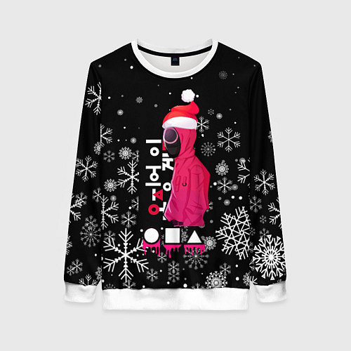 Женский свитшот Игра в кальмара Новогодний / 3D-Белый – фото 1