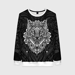 Женский свитшот ЭТНИЧЕСКАЯ ЛИСА БЕЛАЯ ЭТНО ЛИСА