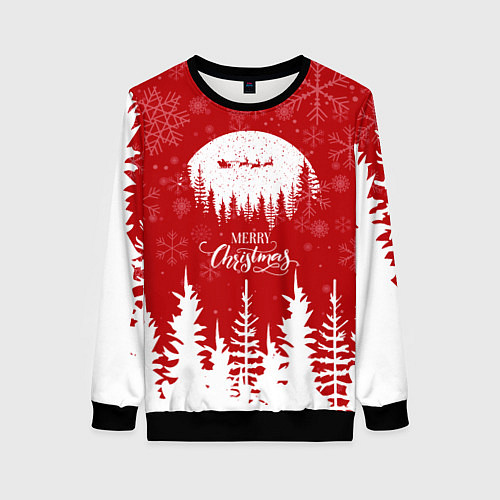 Женский свитшот Merry Christmas Новогодний шар / 3D-Черный – фото 1