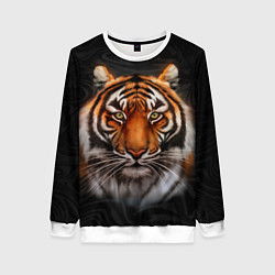 Свитшот женский Реалистичный тигр Realistic Tiger, цвет: 3D-белый