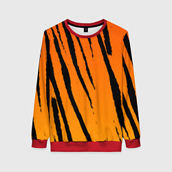 Свитшот женский Шкура тигра диагональ, цвет: 3D-красный