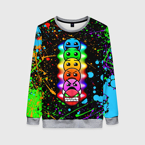 Женский свитшот Geometry Dash: Splashes of Paint / 3D-Меланж – фото 1