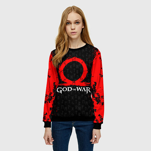 Женский свитшот GOD OF WAR КРАТОС ЛОГО / 3D-Черный – фото 3
