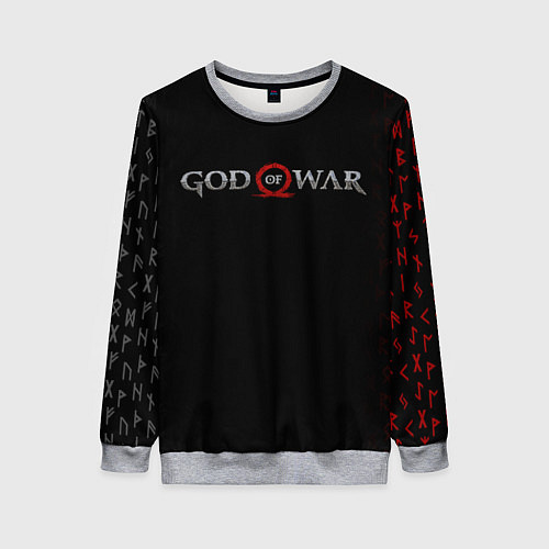 Женский свитшот GOD OF WAR LOGO, РУНЫ / 3D-Меланж – фото 1