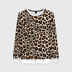 Свитшот женский Леопардовые Пятна, цвет: 3D-белый