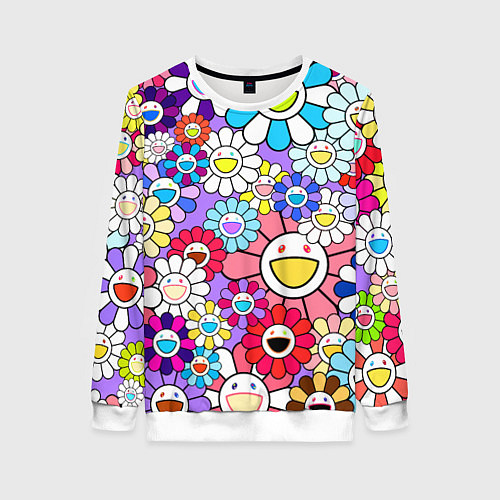 Женский свитшот Цветы Takashi Murakami / 3D-Белый – фото 1