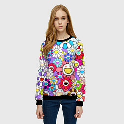 Свитшот женский Цветы Takashi Murakami, цвет: 3D-черный — фото 2