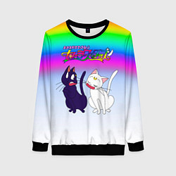 Женский свитшот Луна и Артемис под радугой