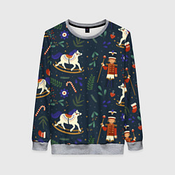 Женский свитшот Щелкунчик паттерн с лошадкой