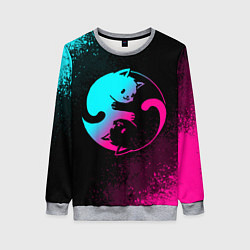 Женский свитшот ИНЬ ЯНЬ НЕОНОВЫЕ КОТИКИ