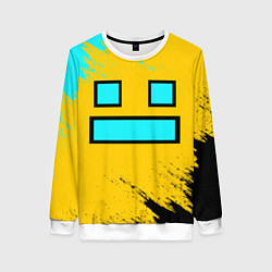 Свитшот женский GEOMETRY DASH SMILE БРЫЗГИ КРАСОК, цвет: 3D-белый