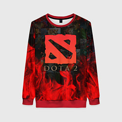 Свитшот женский DOTA 2 ЛОГО В ОГНЕ, ПЕРСОНАЖИ, цвет: 3D-красный