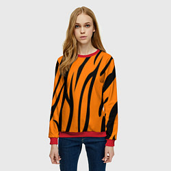 Свитшот женский Текстура тиграtiger, цвет: 3D-красный — фото 2