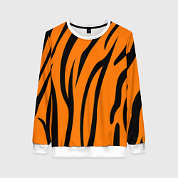 Свитшот женский Текстура тиграtiger, цвет: 3D-белый