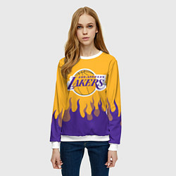 Свитшот женский LA LAKERS NBA FIRE ЛЕЙКЕРС ОГОНЬ, цвет: 3D-белый — фото 2