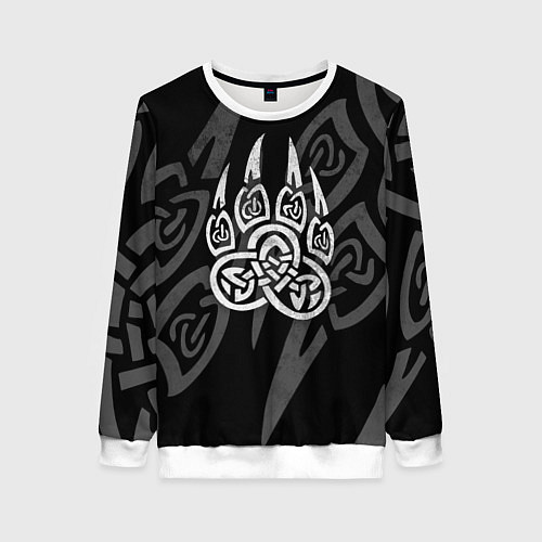 Женский свитшот ПЕЧАТЬ ВЕЛЕСА КОГТИ БЕЛЫЕ / 3D-Белый – фото 1