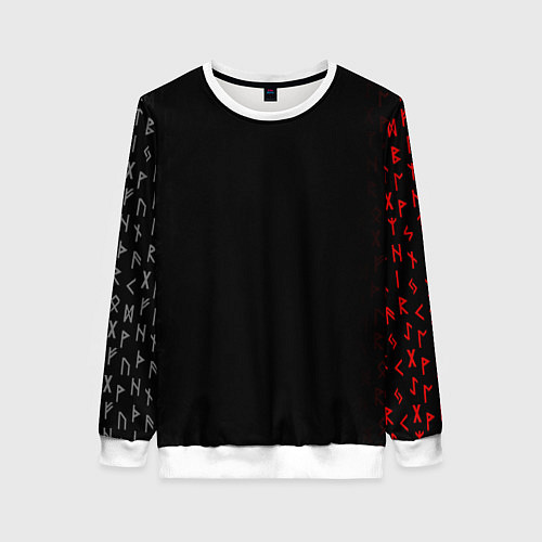 Женский свитшот СЛАВЯНСКАЯ СИМВОЛИКА, МЕТАЛЛИЧЕСКИЕ РУНЫ / 3D-Белый – фото 1
