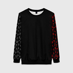 Свитшот женский СЛАВЯНСКАЯ СИМВОЛИКА, МЕТАЛЛИЧЕСКИЕ РУНЫ, цвет: 3D-черный