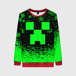 Женский свитшот НОВОГОДНИЙ КРИПЕР МАЙНКРАФТ ЗЕЛЁНЫЙ