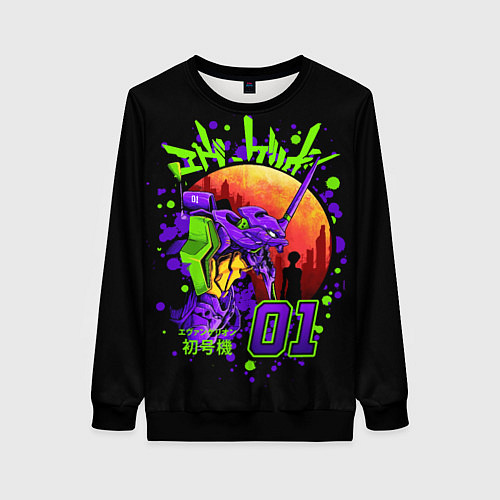 Женский свитшот Евангелион - Neon Genesis Evangelion / 3D-Черный – фото 1