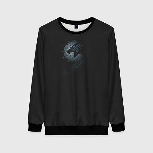 Женский свитшот Волчьи руны / 3D-Черный – фото 1