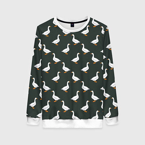Женский свитшот Гуси паттерн / 3D-Белый – фото 1