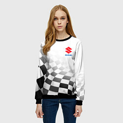 Свитшот женский Suzuki, Сузуки Спорт, Финишный флаг, цвет: 3D-черный — фото 2