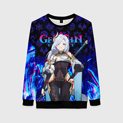 Женский свитшот ШЕНЬ ХЭ ГЕНШИН ИМПАКТ ГЕРОИНЯ НЕОНОЫЙ ОГОНЬ