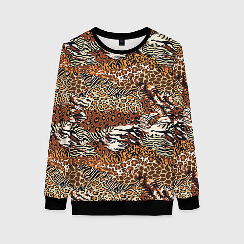 Женский свитшот Шкуры Диких Животных / 3D-Черный – фото 1