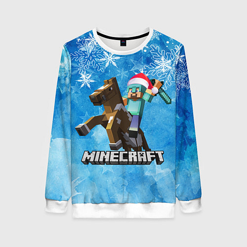 Женский свитшот НОВЫЙ ГОД В МАЙНКРАФТ, СНЕЖИНКИ, 2022 / 3D-Белый – фото 1