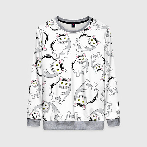 Женский свитшот КОТИКИ МЕМ МЯУ / 3D-Меланж – фото 1