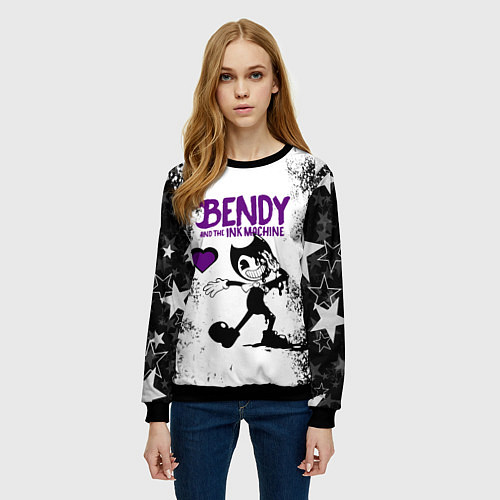 Женский свитшот HEART BENDY AND THE INK MACHINE / 3D-Черный – фото 3