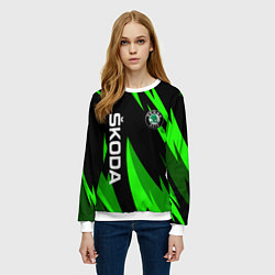 Свитшот женский SKODA Логотип Узор, цвет: 3D-белый — фото 2