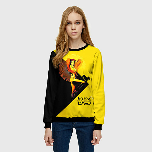 Женский свитшот Фэй Валентайн - Ковбой Бибоп / 3D-Черный – фото 3