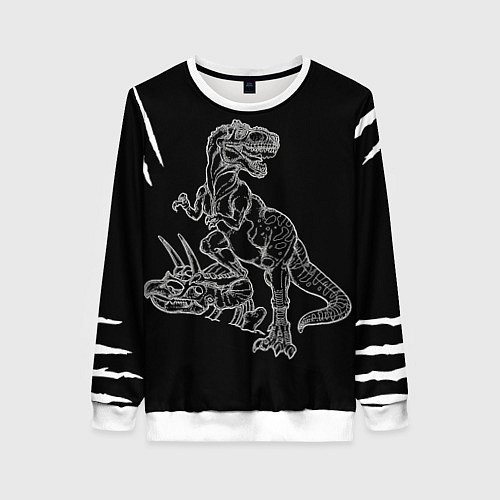Женский свитшот Тираннозавр Скелет / 3D-Белый – фото 1