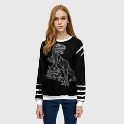 Свитшот женский Тираннозавр Скелет, цвет: 3D-белый — фото 2