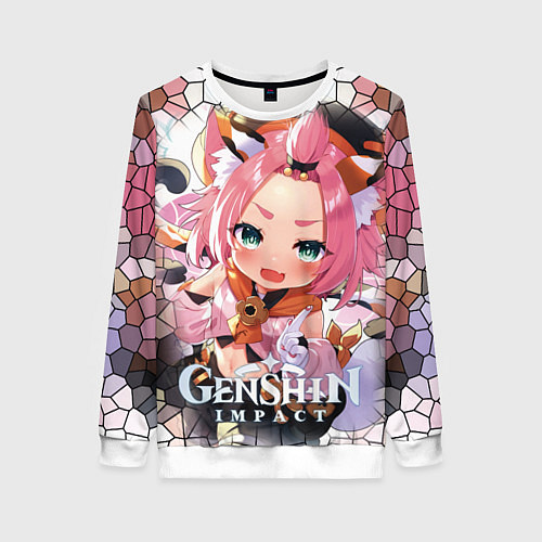 Женский свитшот Диона, стихия Крио из Genshin Impact / 3D-Белый – фото 1