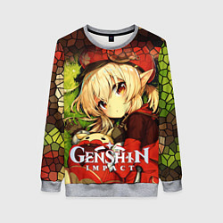 Свитшот женский Кли - искорка из Genshin Impact, цвет: 3D-меланж