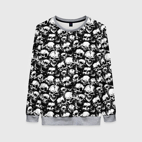 Женский свитшот Screaming skulls / 3D-Меланж – фото 1