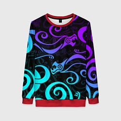 Свитшот женский НЕОНОВОЕ ТАТУ ДРАКЕНА УЗОР, цвет: 3D-красный