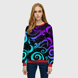 Свитшот женский НЕОНОВОЕ ТАТУ ДРАКЕНА УЗОР, цвет: 3D-красный — фото 2