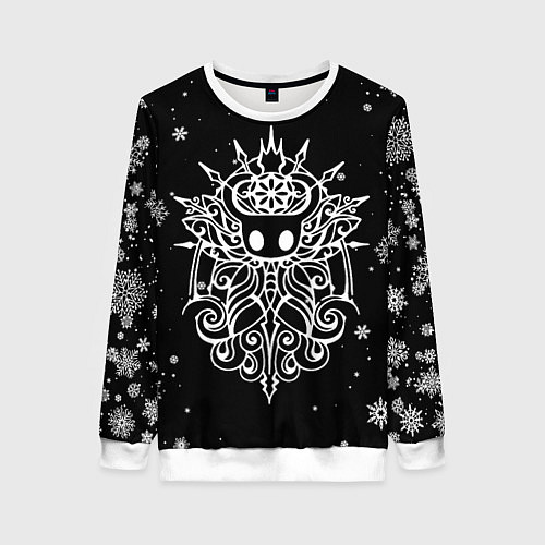 Женский свитшот НОВОГОДНИЙ HOLLOW KNIGHT ЧЁРНЫЙ / 3D-Белый – фото 1