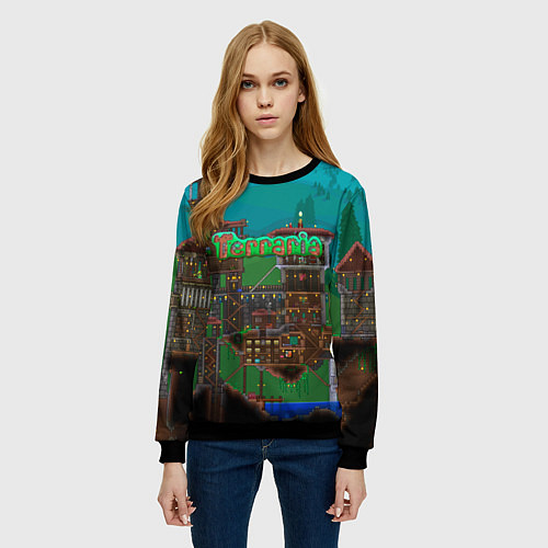 Женский свитшот Дом в Террарии / 3D-Черный – фото 3
